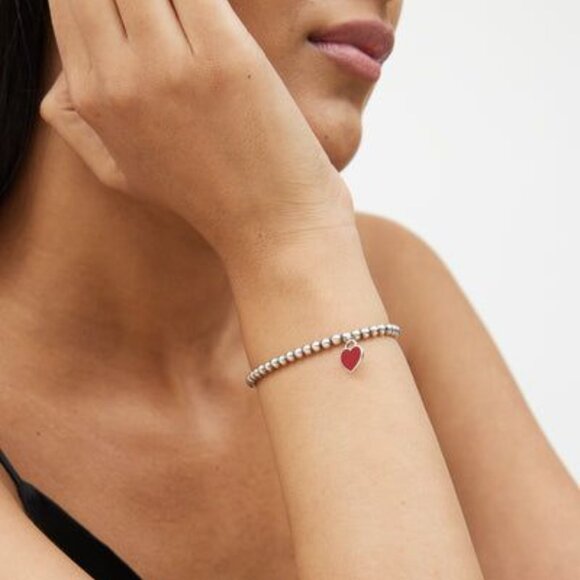 Tiffany & Co. Sterling Silver Return To Tiffany Silver Bead Red Heart Bracelet - Picture 2 of 16